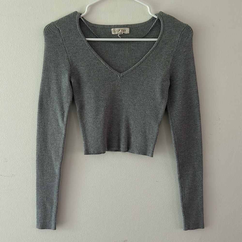 LA Hearts cropped grey sweater